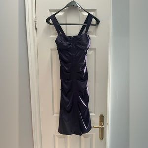 Purple Satin Midi Cocktail Dress
